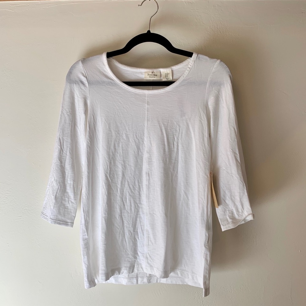 beacan cove white 3/4 sleeve shirt